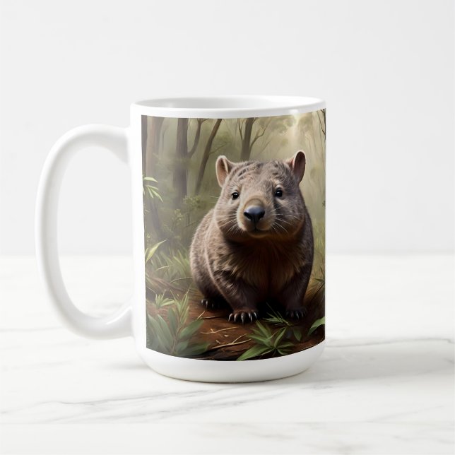 "Gömt i Bush: En Aussie Wombat i Vilden" Kaffemugg (Vänster)