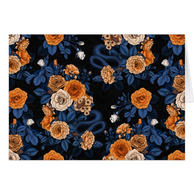Gömt i ro, orange och blått hälsningskort (Framsidan Horizontal)