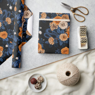 Gömt i ro, orange och blått presentpapper