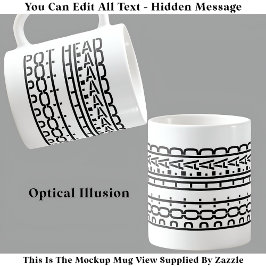 Gömt Message Pot Head Coffee Addict 119B Lusnyj Kaffemugg