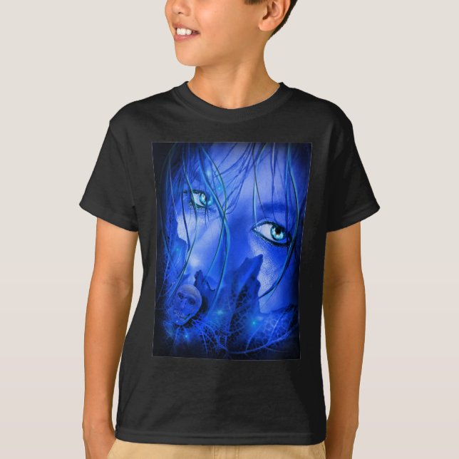 GÖMT RÖRLIG BLÅGIRL MED SKULL T-SHIRT (Framsida)