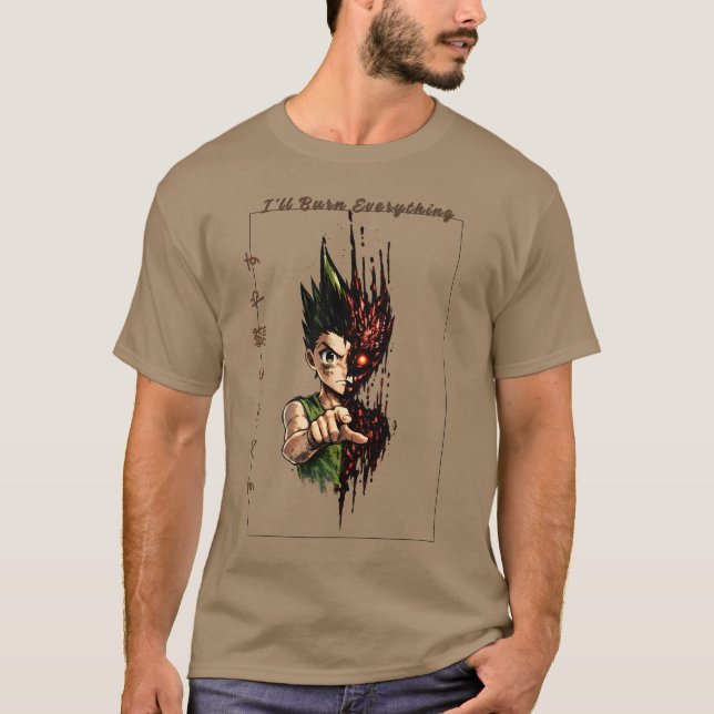 Gon Freecss jag bränner allt Anime T-Shirt (Framsida)