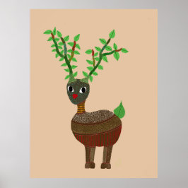 Gond Reindeer Indian FolArt Digital Poster