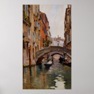Gondola på en venetiansk kanal poster