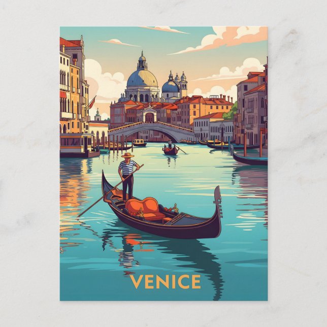 Gondola ride in Venice with historic buildings Vykort (Framsida)