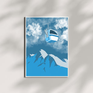 Gondola Ride   Målning för skisbergarvning Poster