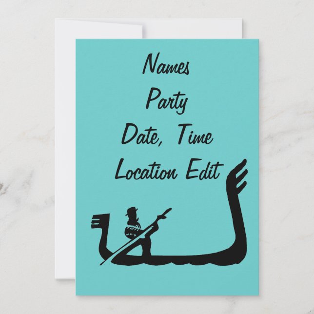 Gondola Venice Italien Ram Inbjudningar (Framsida)