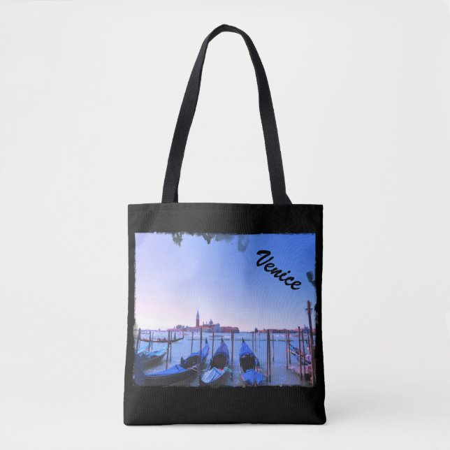 Gondolas in Venice - Black Bag Tygkasse (Framsida)