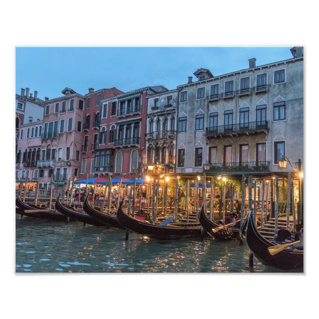 Gondolas på Dusk| Venedig Italien Photo Print Fototryck (Framsidan)