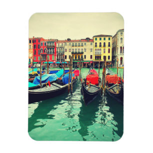 Gondolas på Grand Canal, Venedig, Italien. Retro Magnet