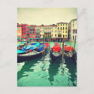 Gondolas på Grand Canal, Venedig, Italien. Retro Vykort