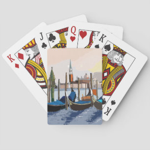 Gondolas som slitits av St Marks Square Venedig Spel Kort