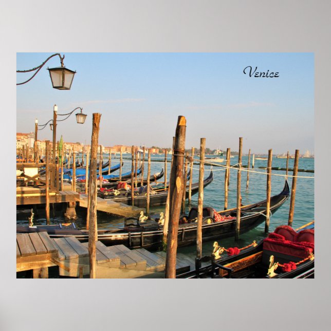 Gondolas, Venedig, Italien, fotografi, Poster (Framsidan)