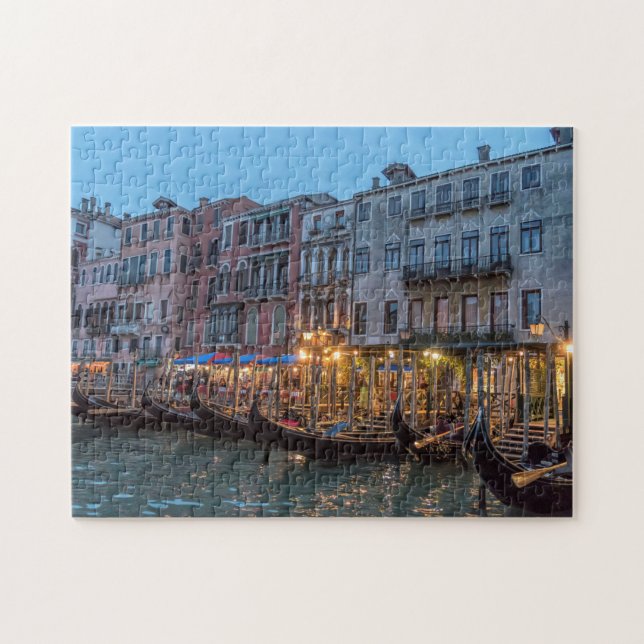 Gondolas vid Dusk Photo| Venedig-Italien Pussel (Horisontell)