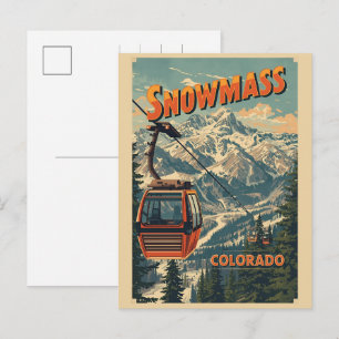 Gondolbana vintage SNOWMASS aspen Colorado skidin Helg Vykort