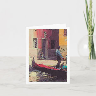 "Gondolier & Accordian spelare i Venedig" kort