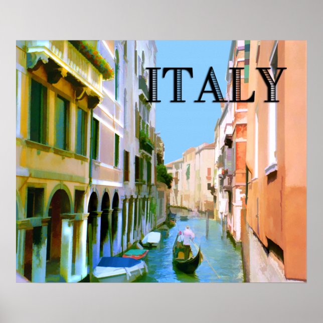 Gondolier i Canal i Venedig-ITALIEN Poster (Framsidan)