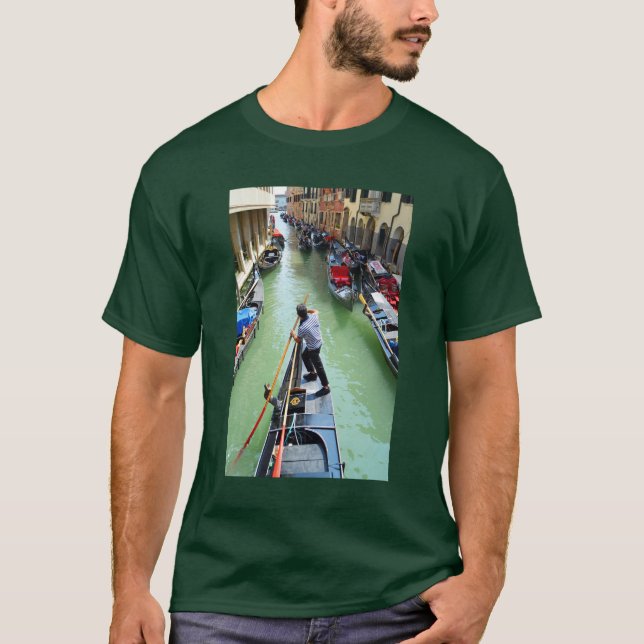 Gondolier i Venedig mode T Shirt (Framsida)