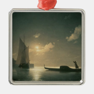 Gondolier på havet vid natten, 1843 julgransprydnad metall