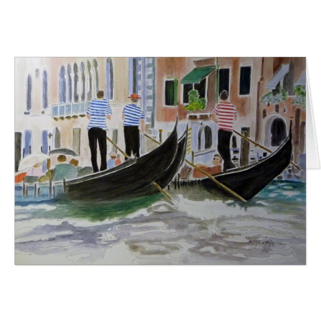 Gondoliers Italien Hälsningskort (Framsidan Horizontal)