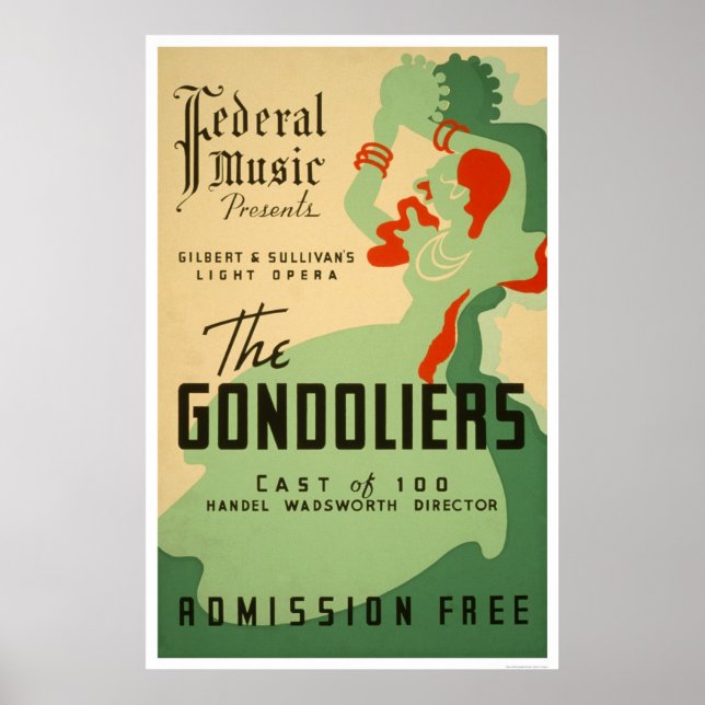 Gondoliers Opera 1937 WPA Poster (Framsidan)