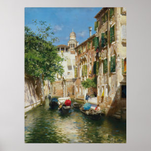 Gondoliers på en venetiansk kanal Rubens Santoro Poster