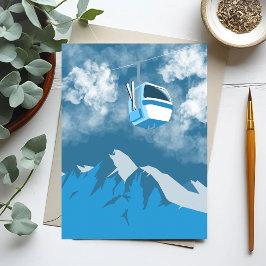 Gondolutflygning | Vintermålning på skidbacke Vykort