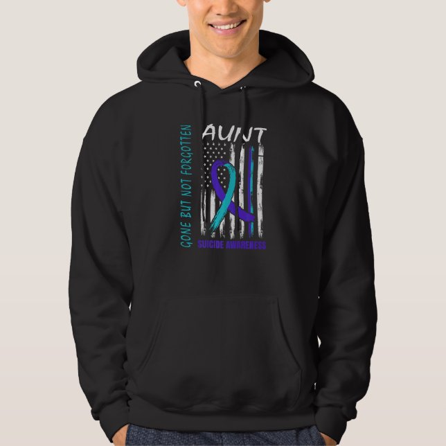 Gone But Not Forgotten Aunt Suicide Awareness Flag Hoodie (Framsida)