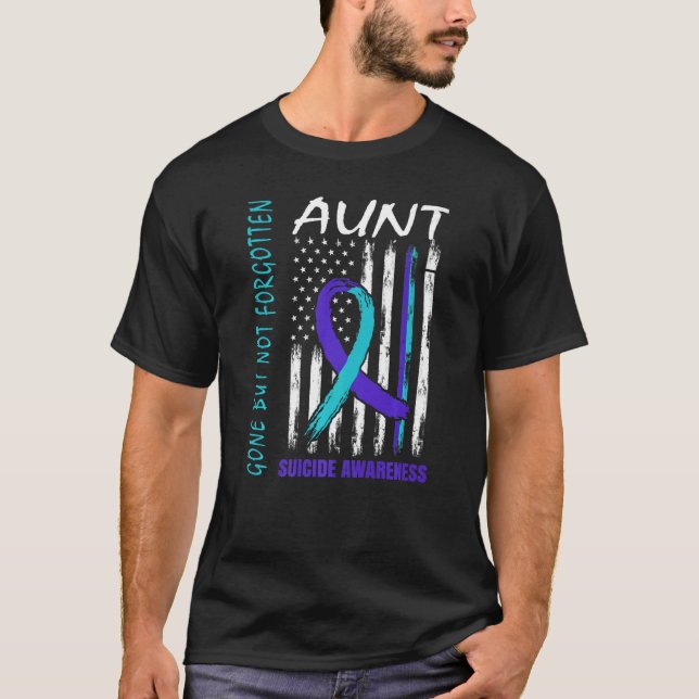 Gone But Not Forgotten Aunt Suicide Awareness Flag T Shirt (Framsida)
