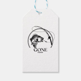Gone Fishin' | Svart Och Vitt Presentetikett