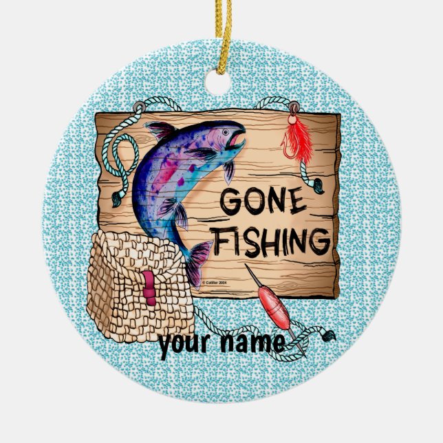 Gone Fishing anpassat namn ornament (Framsidan)