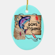 Gone Fishing oval prydnad