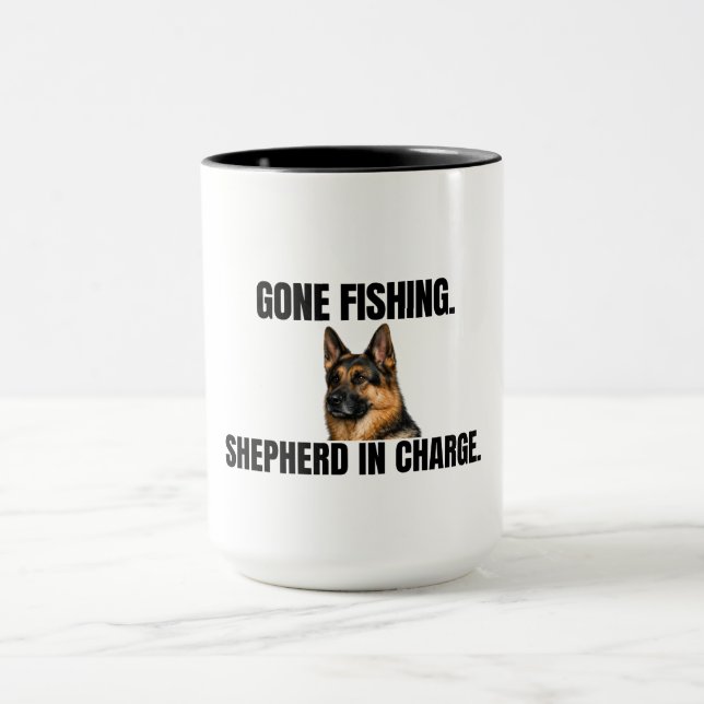 Gone Fishing. Shepherd in Charge. Mug Mugg (Center)