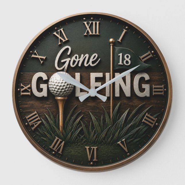 Gone Golfing Funny Golf Lover Gift  Stor Klocka (Framsida)