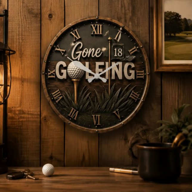 Gone Golfing Funny Golf Lover Gift  Stor Klocka (Skapare uppladdad)