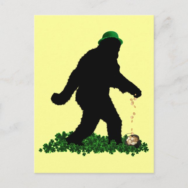 Gone Squatchin' on St. Patrick's Day Vykort (Framsida)