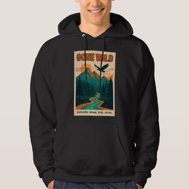 Gone Wild | Retro Mountain Adventure Hoodie (Framsida)