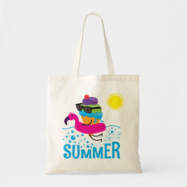 Gonna Melt Flamingo Ice Cream Tote Bag Tygkasse (Framsidan)