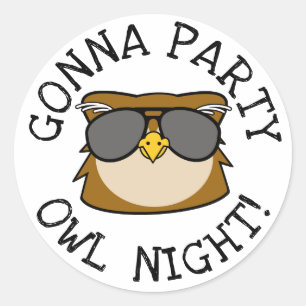 Gonna Party Uggla Night Runt Klistermärke