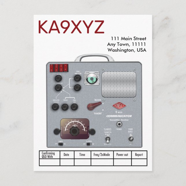 Gonset Communicator Transceiver Ham Radio QSL Vykort (Framsida)