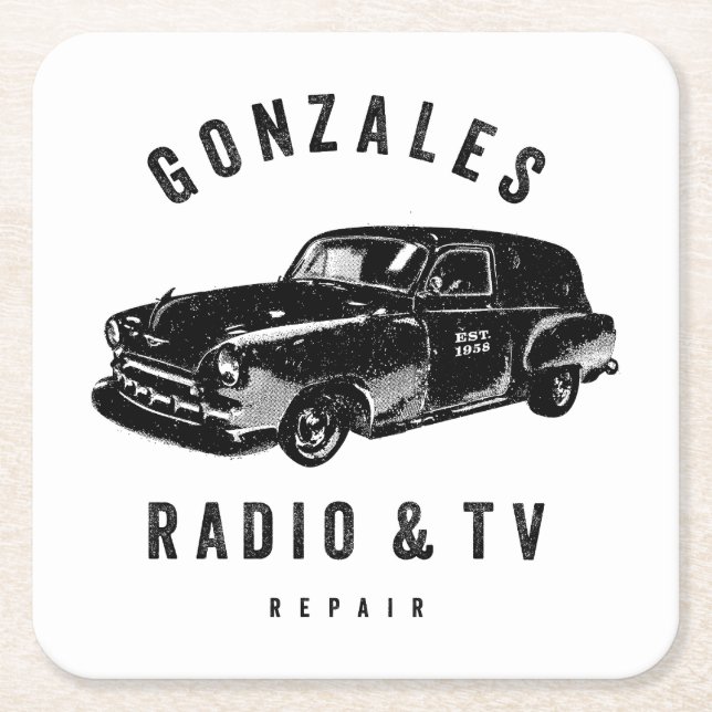 Gonzales Radio & TV Papper Underlägg Kvadrat (Framsidan)