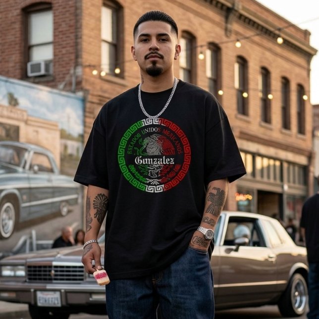 Gonzalez Efternamn Mexiko tema T-shirt Män (Gonzalez Last name Mexico themed T-shirt Men)