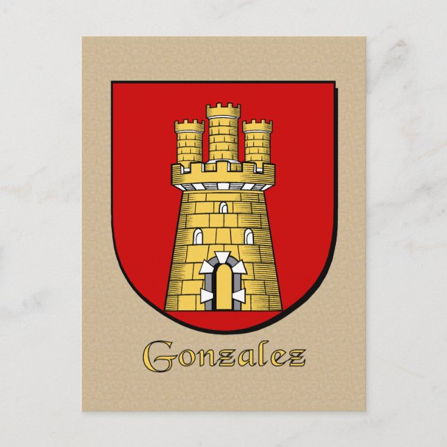 Gonzalez Family Heraldic Shield Vykort (Framsida)