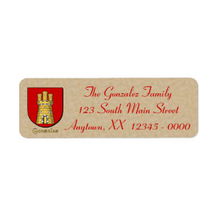 Gonzalez Heraldic Shield Returadress Etikett