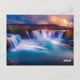 Gooafoss Island Waterfall Postcard Vykort