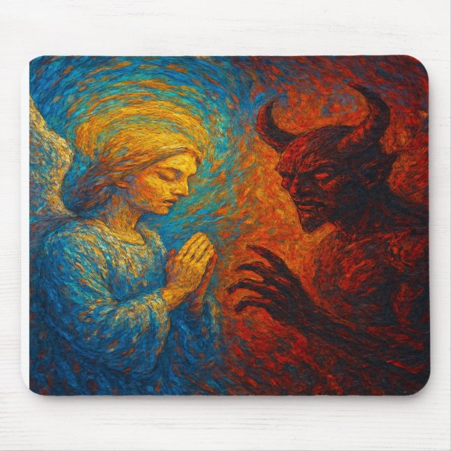 “Good and Evil – Abstract Angel and Demon Painting Musmatta (Framsidan)