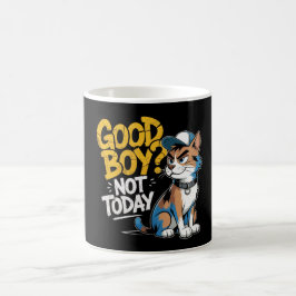 Good Boy Not Today Funny Cat Illustration  Kaffemugg