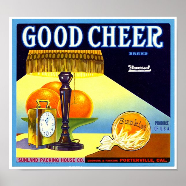 Good Cheer Brand Orange Crate Etikett Western Lith Poster (Framsidan)