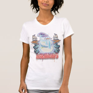 Good Cheer Street Art Snömannen T-Shirt Glad Hol