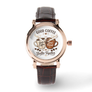 Good Coffee Good Friends mit zwei Kaffeetassen Armbandsur
